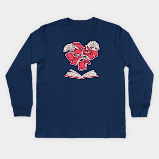 I Love Books | Valentine Heart Made of Flying Books Kids Long Sleeve T-Shirt